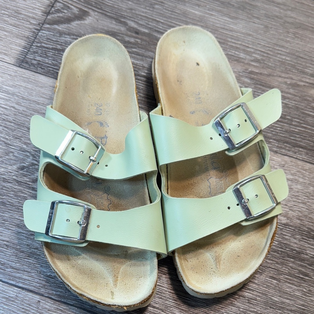 Women's Mint Green Double Strap Sandals size 37 (j154) - Picture 10 of 11